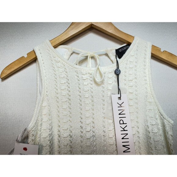NWT Minkpink Women's Tinsley Knit Midi Dress XS Sleeveless Textured Open Back - Picture 6 of 16